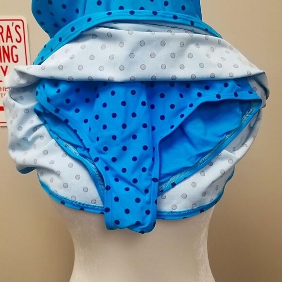DKNY ONE PIECE SWIMSUIT BLUE WITH POLKA DOTS SZ 12 - Picture 4 of 7